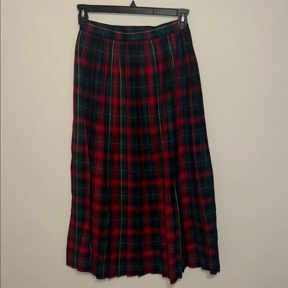 Preston & York Tartan Plaid A-Line Pleated Skirt with Gold Buttons - size 8 - Picture 6 of 6